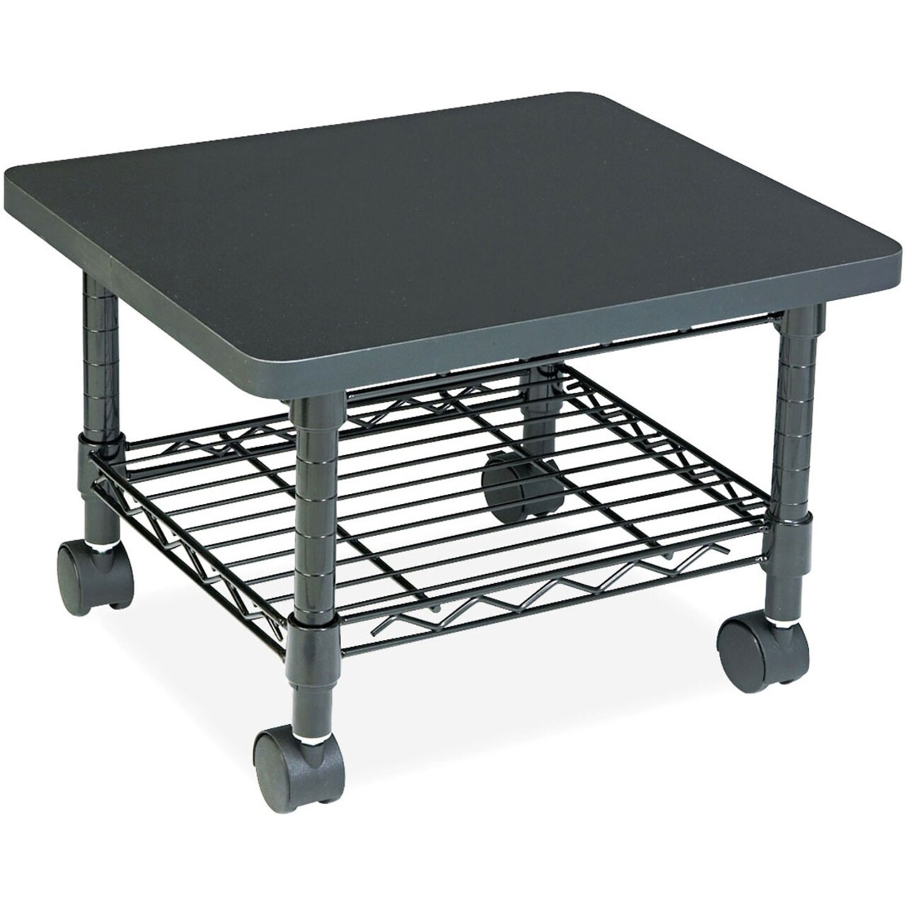 Black Laminate Under Desk Printer Stand with Steel Frame and Casters